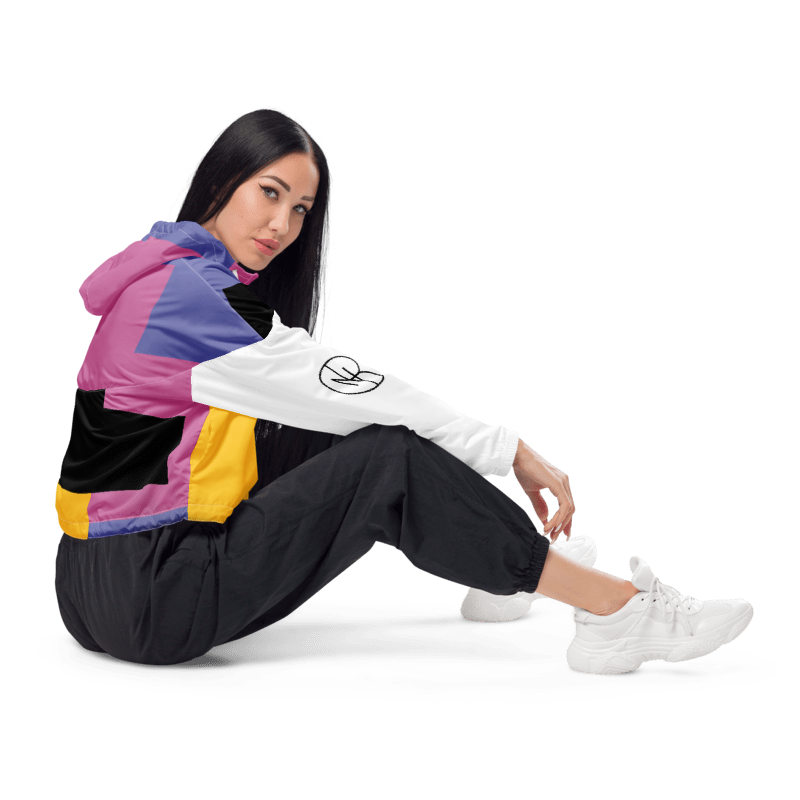 DNB Vibrant Geometric Patchwork Cropped Jacket