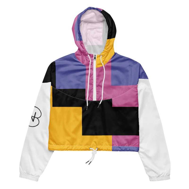 DNB Vibrant Geometric Patchwork Cropped Jacket