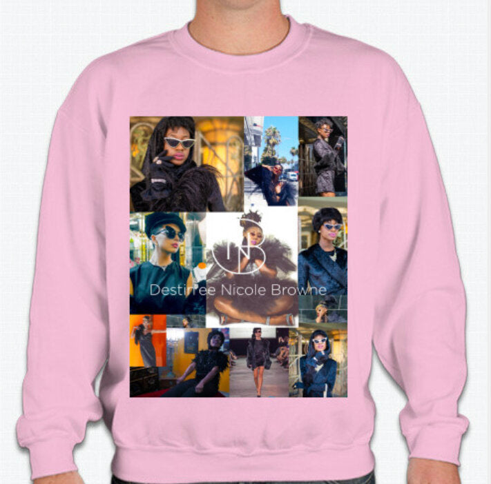 DNB High Fashion Collage Crew Neck Sweatshirt (Light Pink)