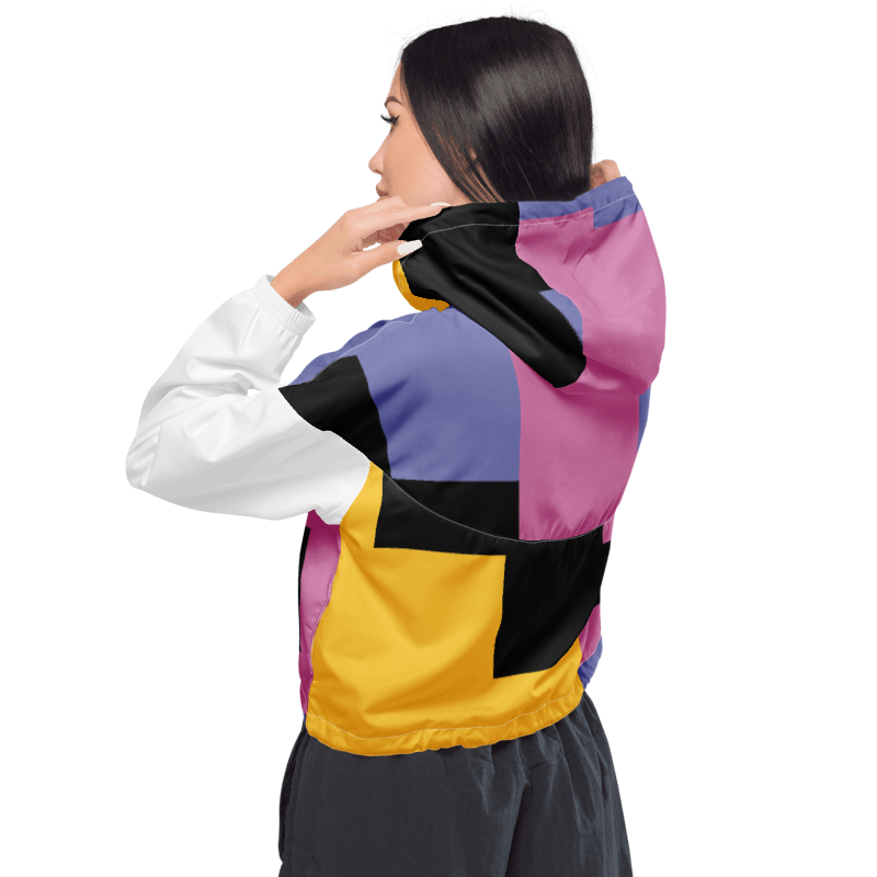 DNB Vibrant Geometric Patchwork Cropped Jacket