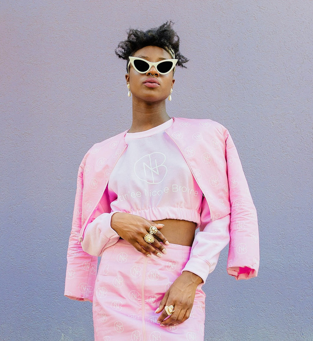 DNB Cropped Crewneck Sweatshirt (Light Pink)