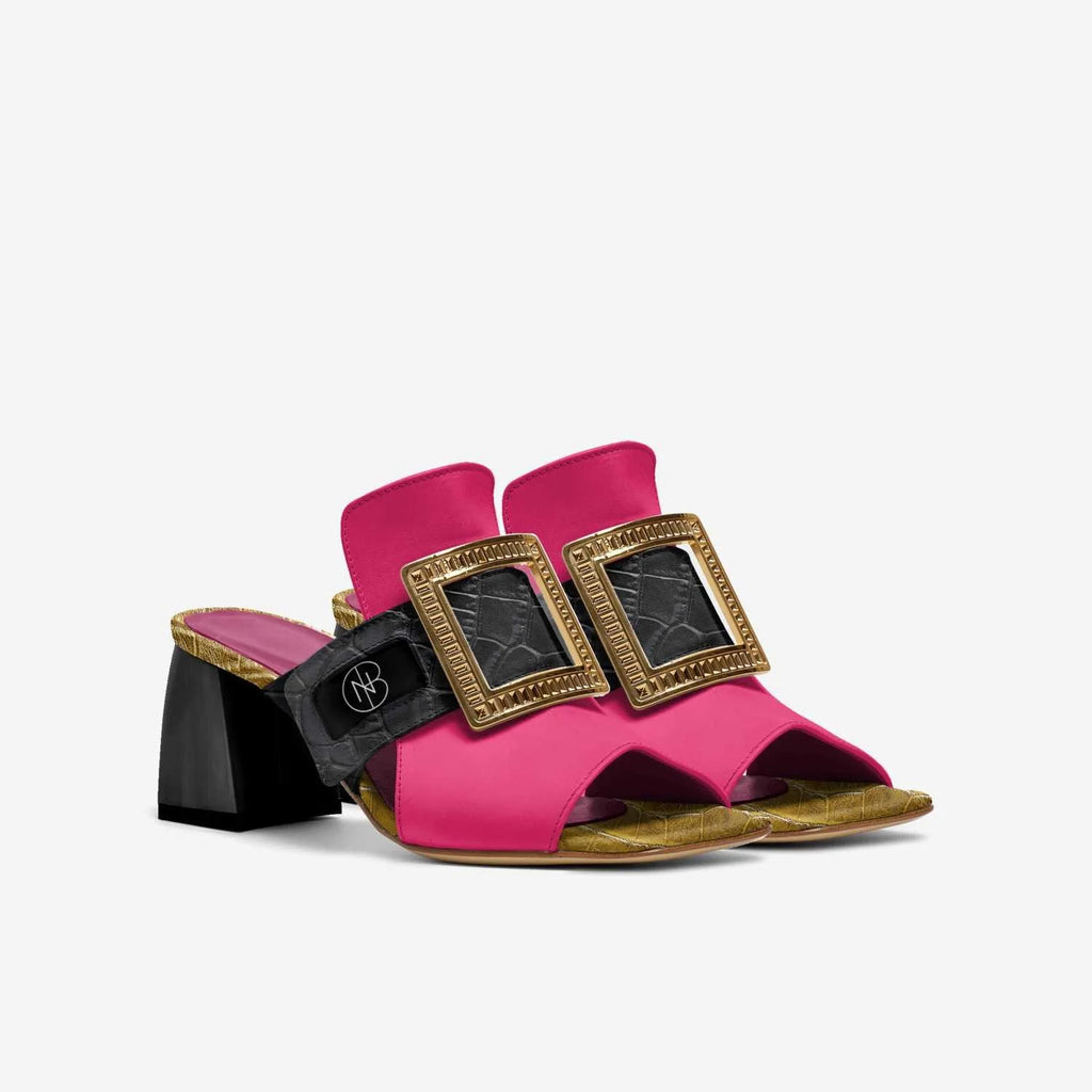 DNB Fantaisie Genuine Leather and Crocodile Rich Luxe Sandal Heel