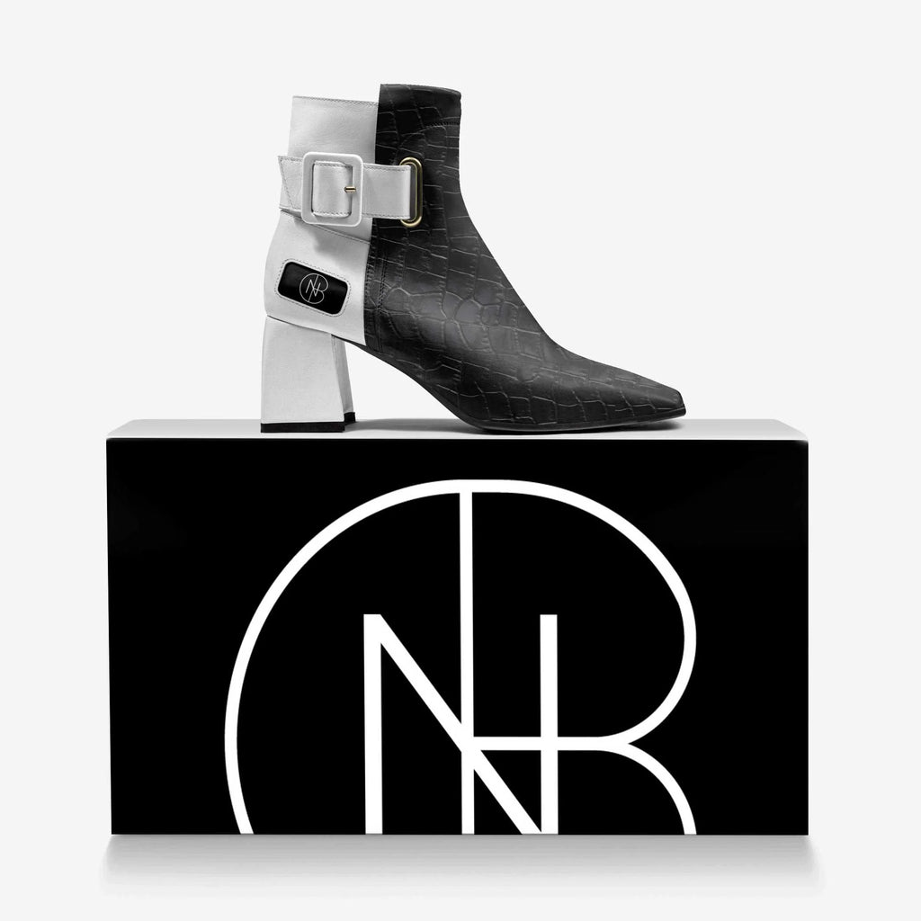 DNB Angeline Crocodile and Leather Ankle Boot