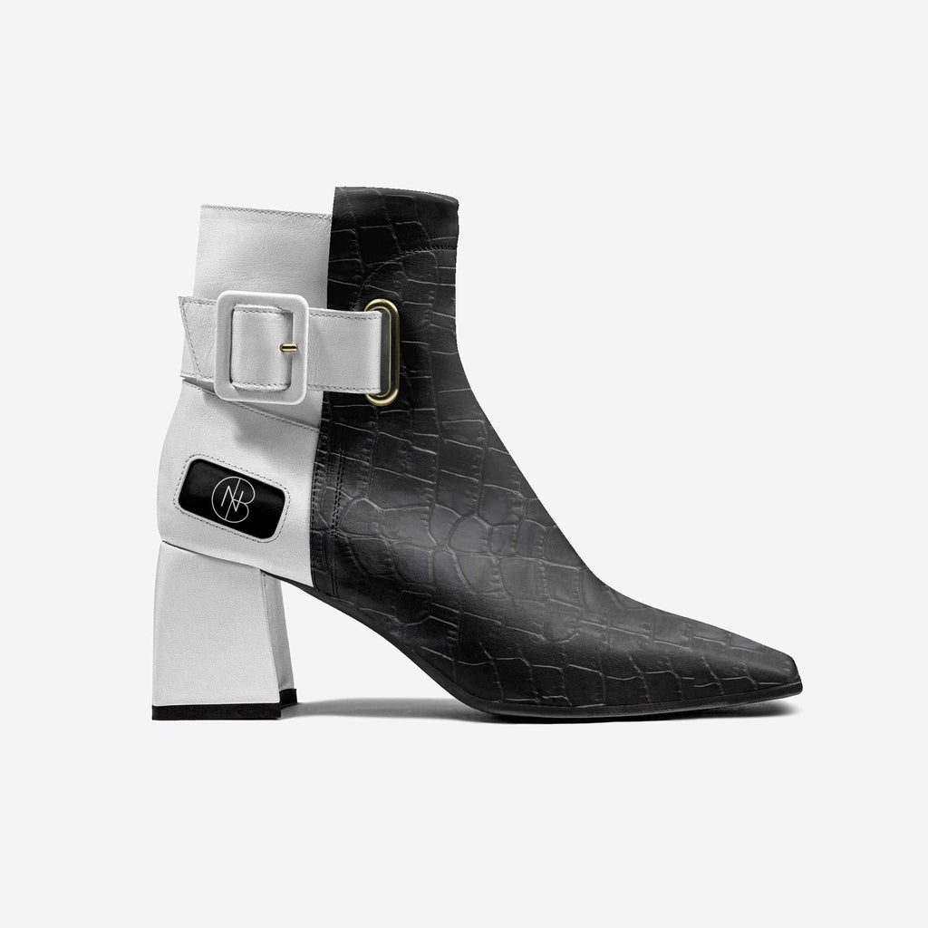DNB Angeline Crocodile and Leather Ankle Boot