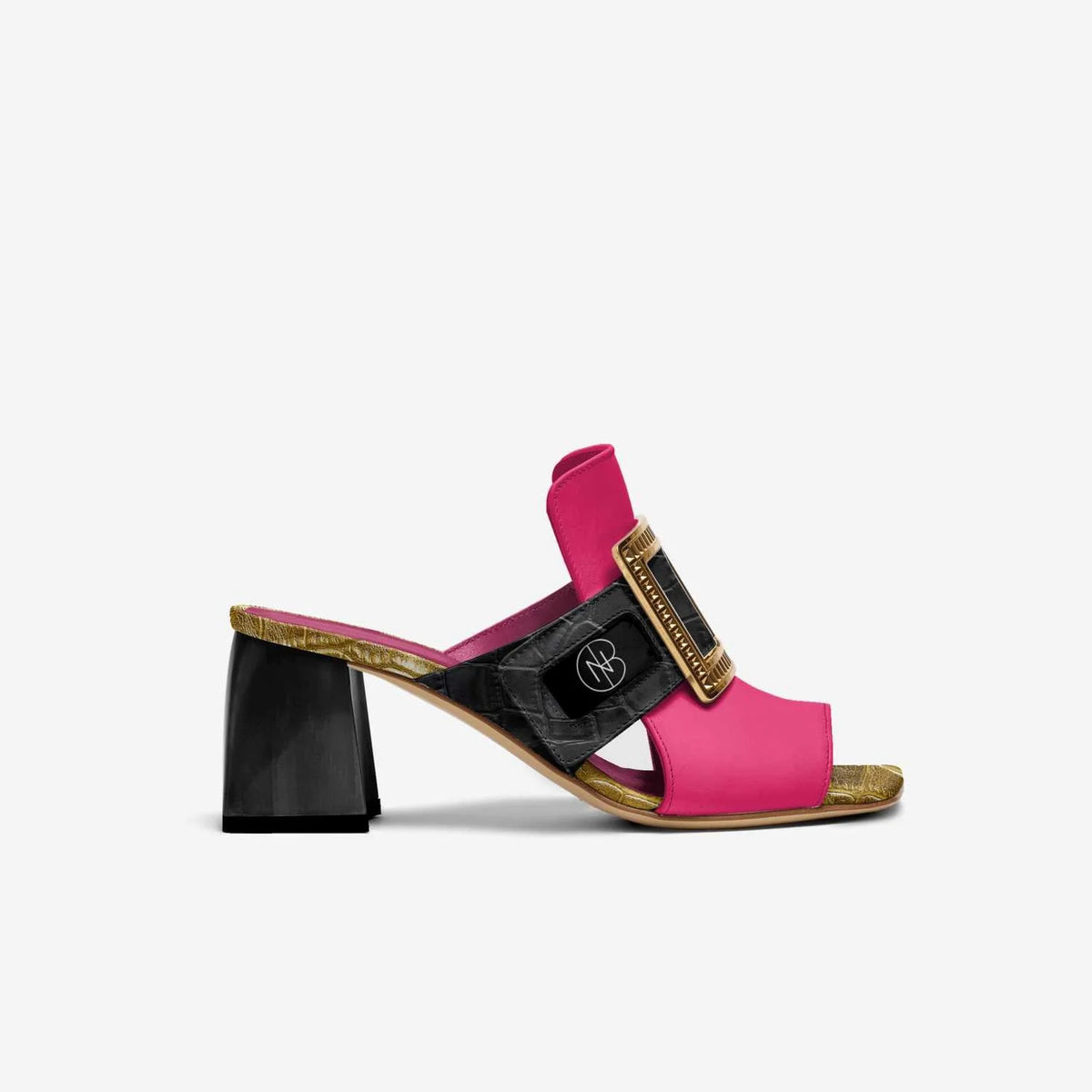 DNB Fantaisie Genuine Leather and Crocodile Rich Luxe Sandal Heel