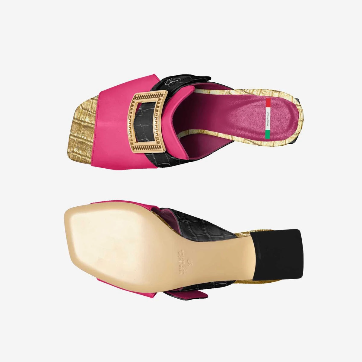 DNB Fantaisie Genuine Leather and Crocodile Rich Luxe Sandal Heel
