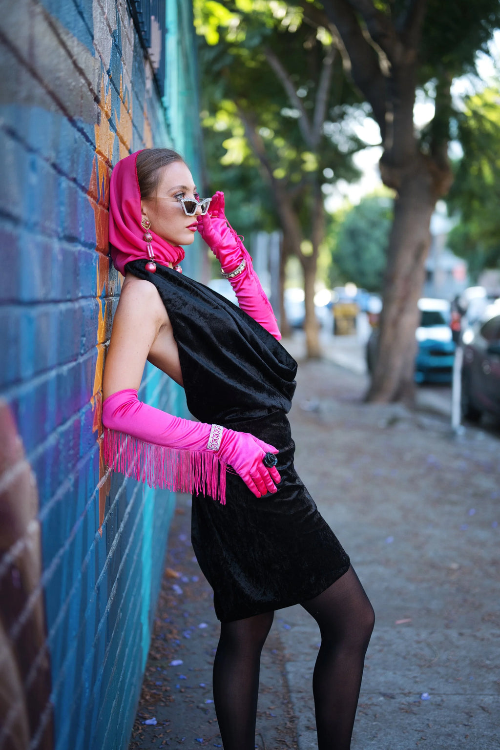 DNB's Sparkling Cosmo Chiffon Head scarf