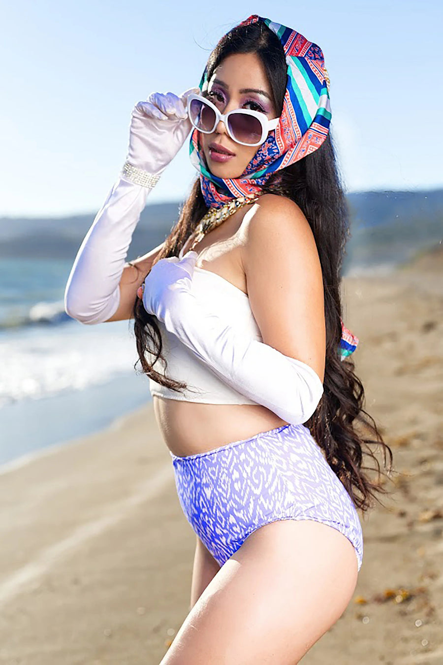DNB's Multi-Colored Print Vintage Headscarf