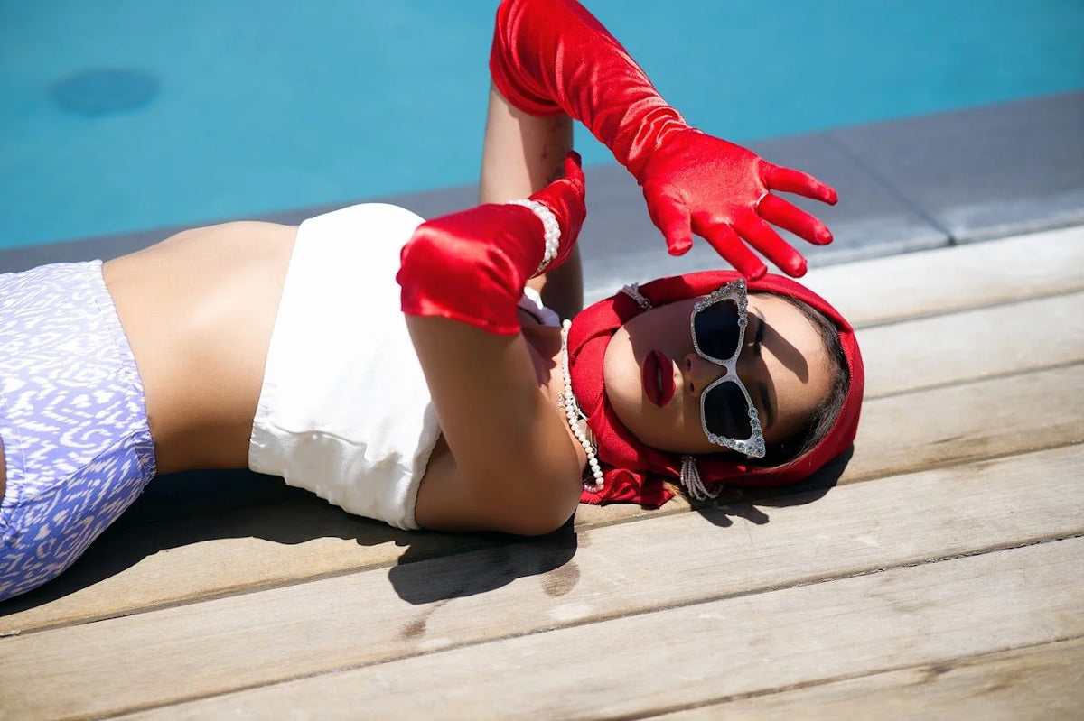 DNB's Red Chiffon Head scarf is made from silk Chiffon.