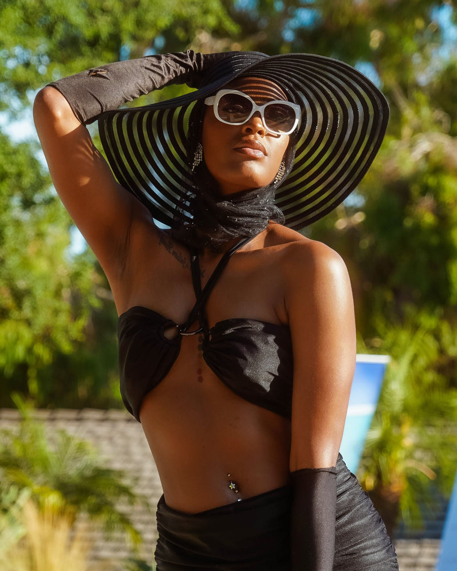 DNB's Vintage Black Beaded Headscarf