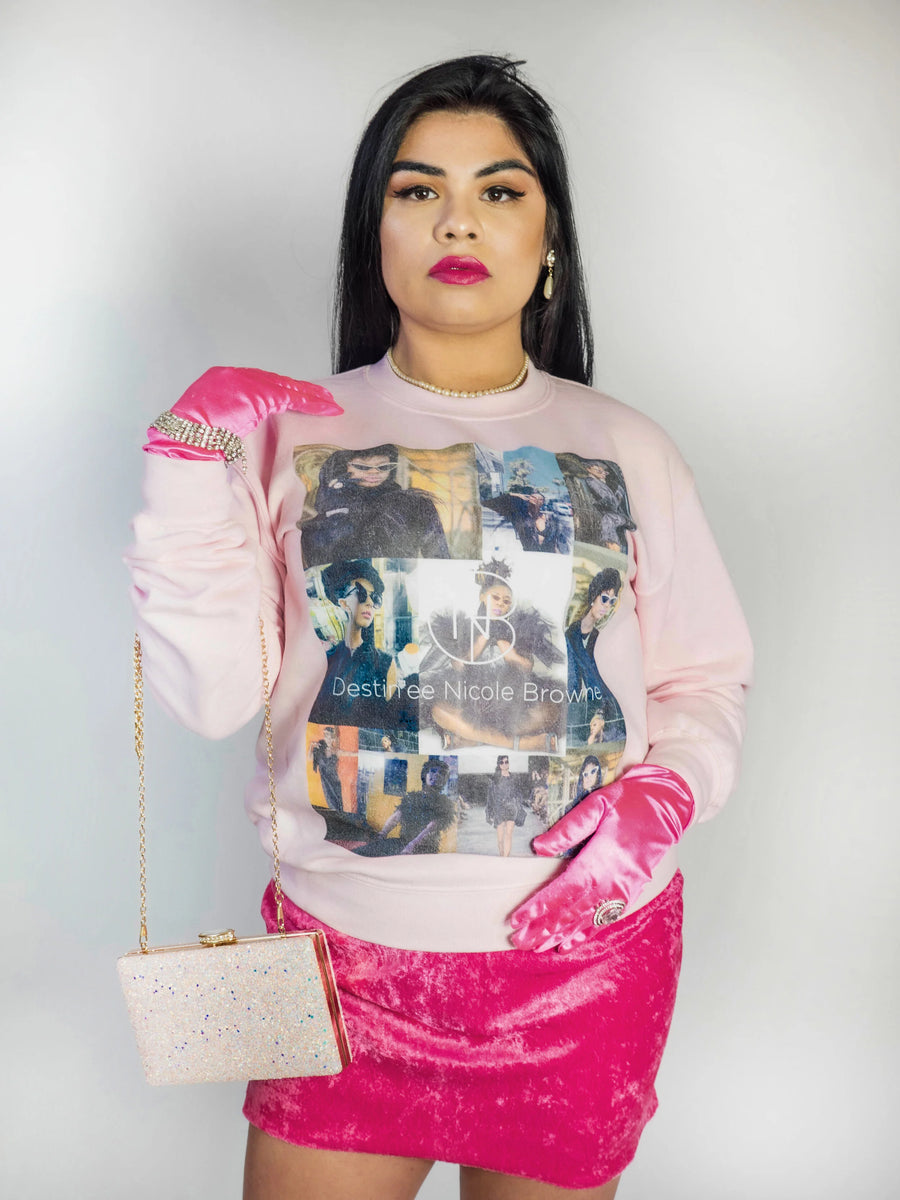 DNB High Fashion Collage Crew Neck Sweatshirt (Light Pink)